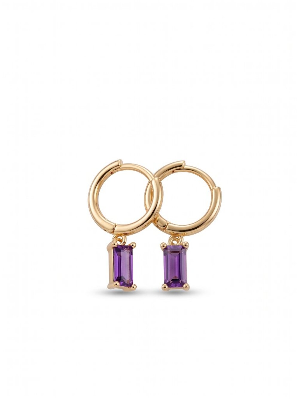 3/$20 NIP | Gold-Tone Huggie Hoop Earrings with Purple Baguette Dangles